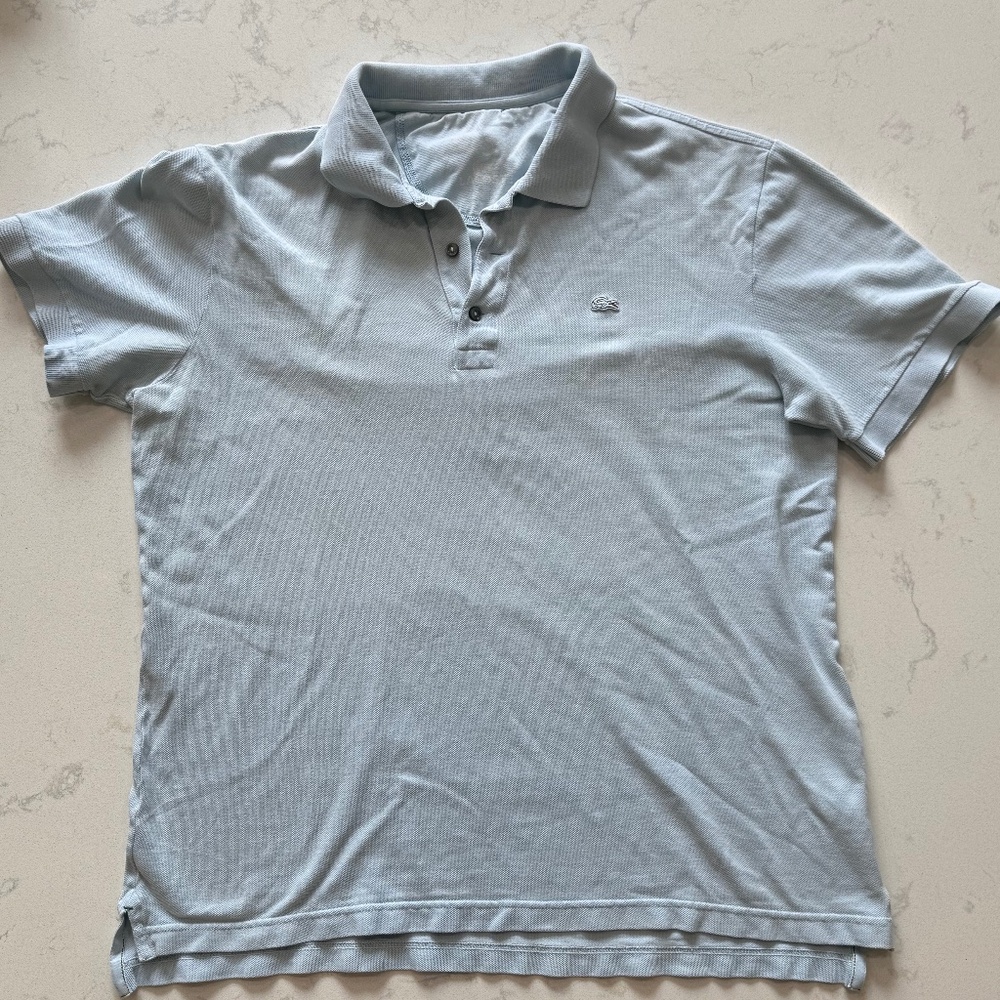 Lacoste/Earnest Sewn Light Blue Short Sleeve Polo Shirt w/ Light blue Logo m #3